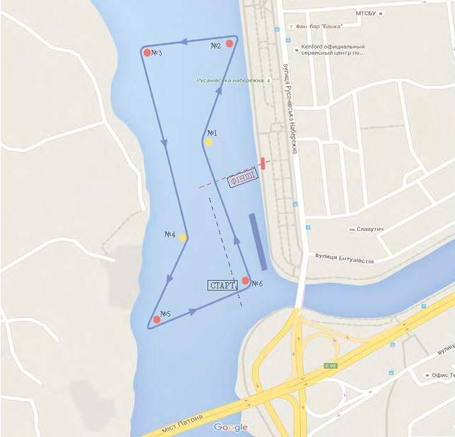 Схема гоночной трасы на Кубок Украины по водно-моторному спорту среди гонщиков-непрофессионалов 2016 г.